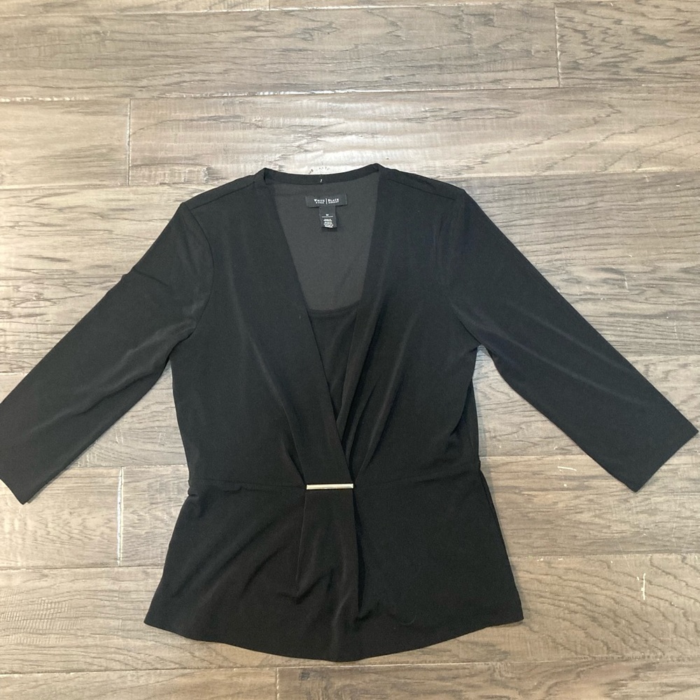 White House Black Market black 3/4 sleeve shirt
